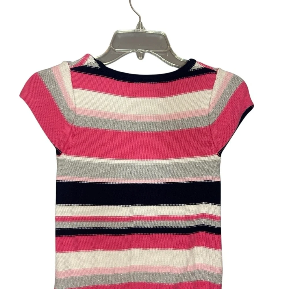 Gymboree Girls Striped Sweater Dress Pink Navy Cotton Size 10 Pockets